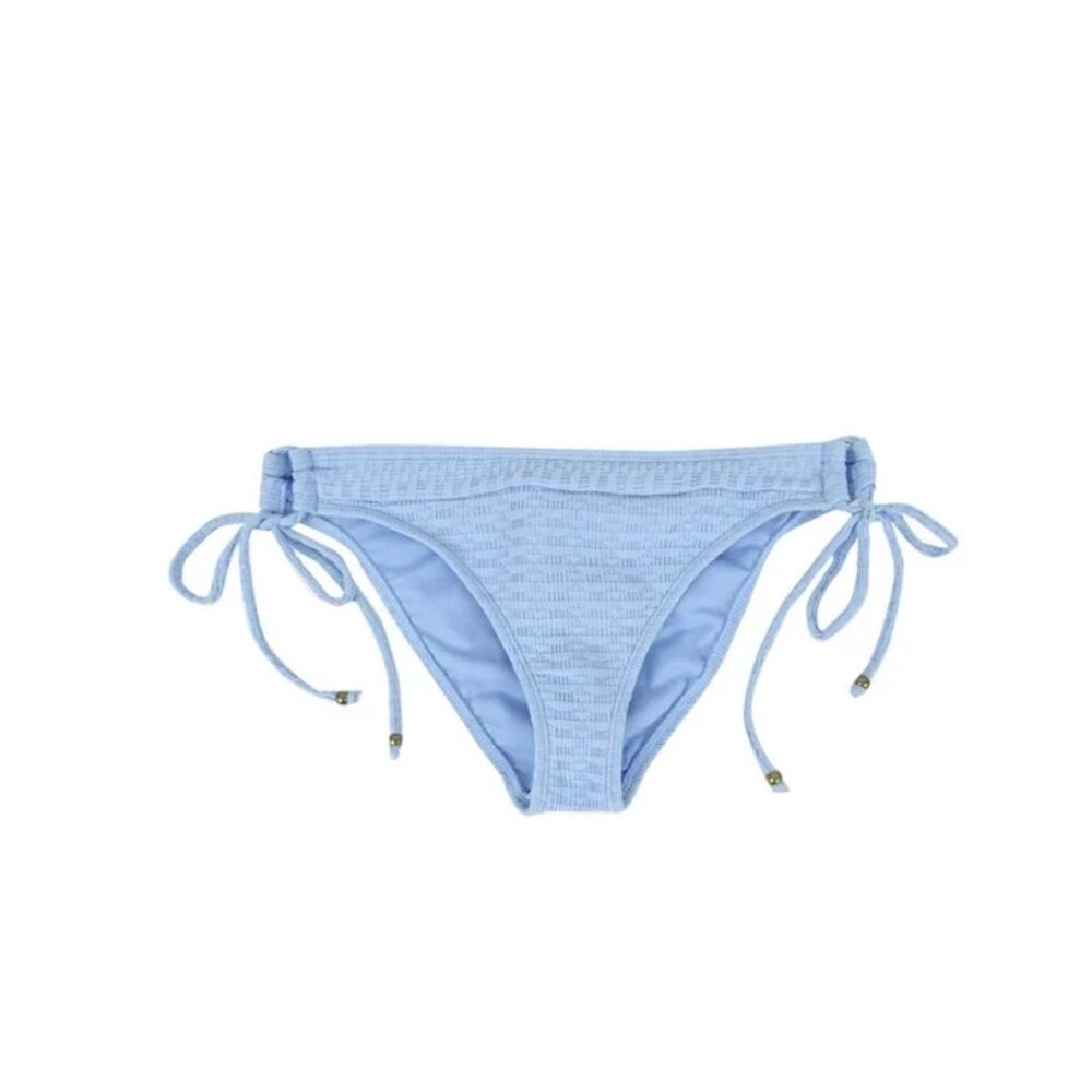 Lucky Brand Ocean Blue Hipster Loop Side Bikini Swim Bottom Textured Sz Lg